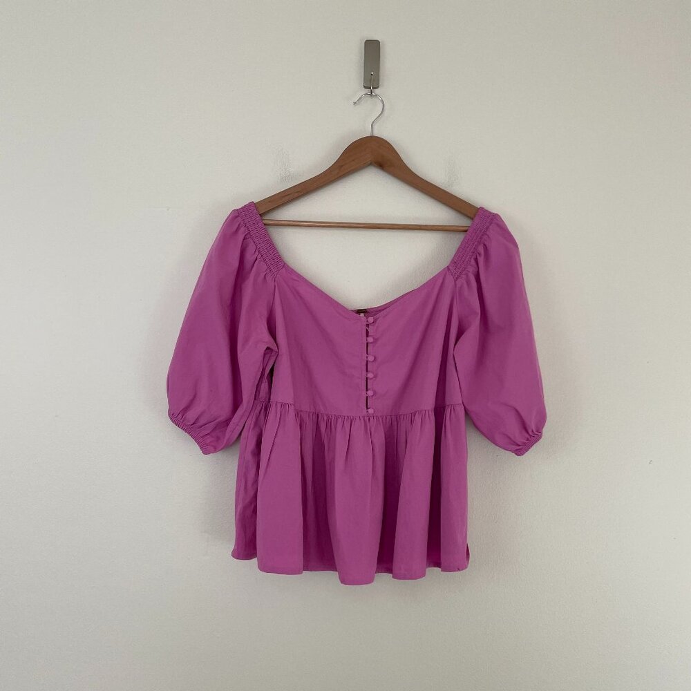 Free People Veronica Sweetheart Cotton Poplin Top in Pink Size Large